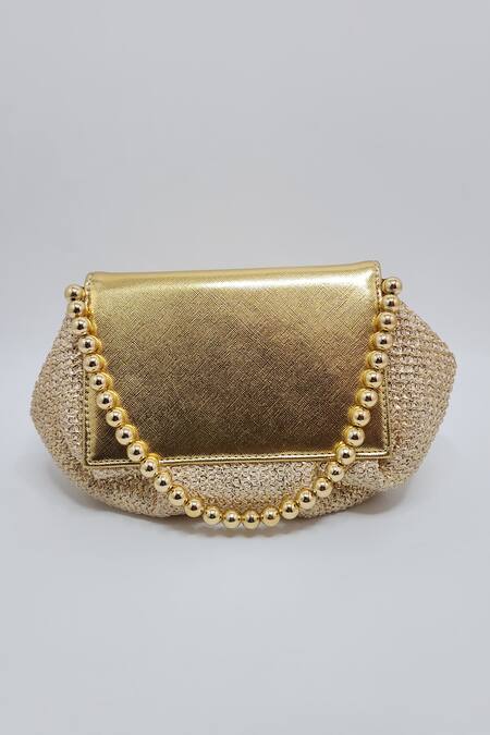Buy Adwita Bags & Jewels Gold Crystals, Pearls Embellished Handbag Online at Aza Fashions Buy_Adwita Bags & Jewels_Gold Crystals, Pearls Embellished Handbag _Online_at_Aza_Fashions