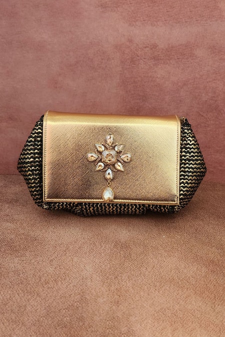 Adwita Bags & Jewels Floral Crystal Embellished Handbag 