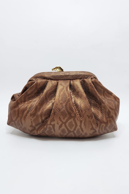 Adwita Bags & Jewels Brown Animal Pattern Pouchette Bag 