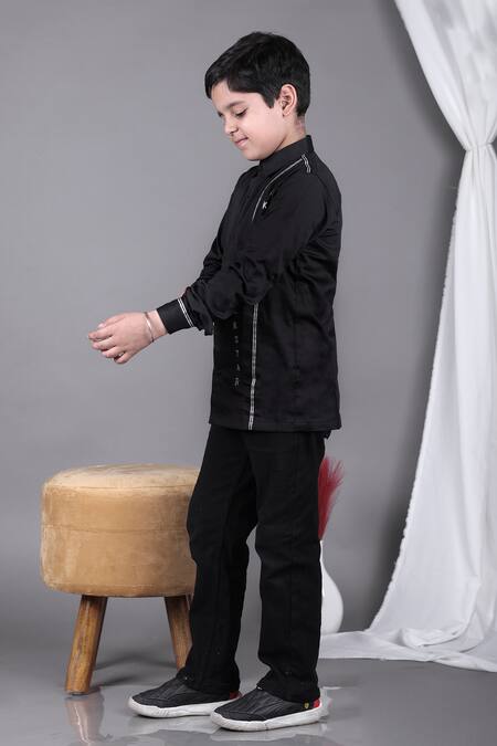 Buy Little Brats Black Cotton Lace, Embroidery Rockstar Shirt Online at Aza Fashions Buy_Little Brats_Black Cotton Lace, Embroidery Rockstar Shirt _Online_at_Aza_Fashions