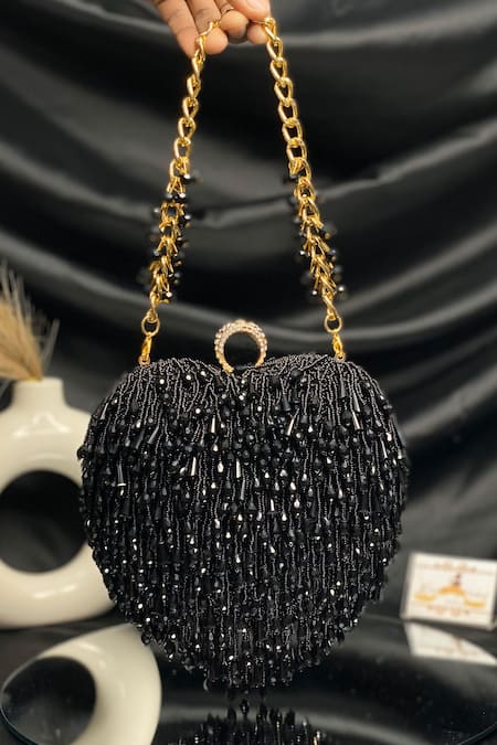Kainiche By Mehak Heart Crystal Tassel Bag 