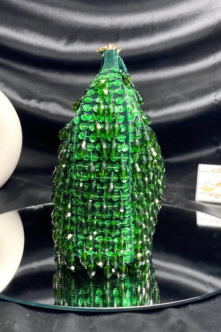 Buy_Kainiche By Mehak_Green Sequin Crystal And Bead Embellished Bag _Online_at_Aza_Fashions