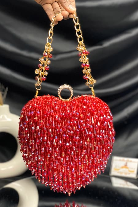 Kainiche by Mehak Heart Love Crystal Embellished Bag 