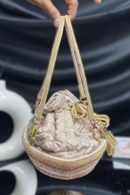 Kainiche By Mehak Gold Quilted Potli Bag 