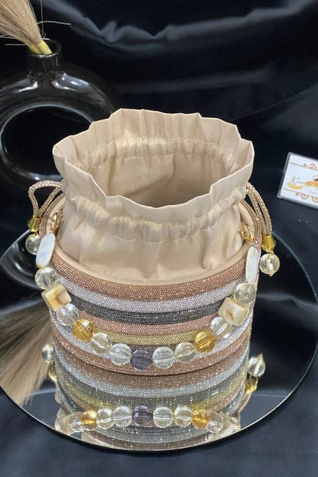 Kainiche By Mehak Multicolored Stone Tassel Potli Bag 