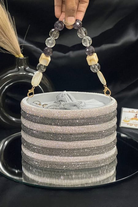 Kainiche By Mehak Colorblocked Sequin Potli Bag 