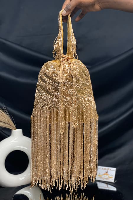 Kainiche By Mehak Fringed Sequin Potli Bag 