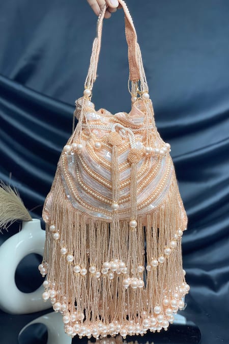 Kainiche by Mehak Rimjhim Long Fringed Potli Bag 