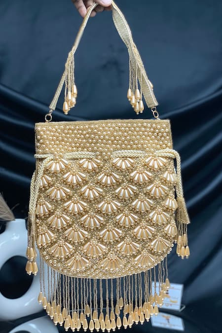 Kainiche by Mehak Masakali Pearl Embroidered Potli Bag 