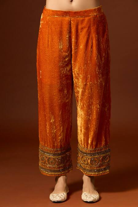 Shop Yoshita Couture Yellow Silk, Satin, Velvet Sequins, Lace, Embroidery, Floral Zardozi Kurta Set Online at Aza Fashions Shop_Yoshita Couture_Yellow Silk, Satin, Velvet Sequins, Lace, Embroidery, Floral Zardozi Kurta Set _Online_at_Aza_Fashions