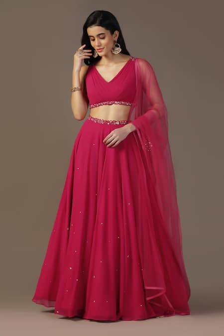 Pooja Peshoria Placement Embroidered Lehenga Set 