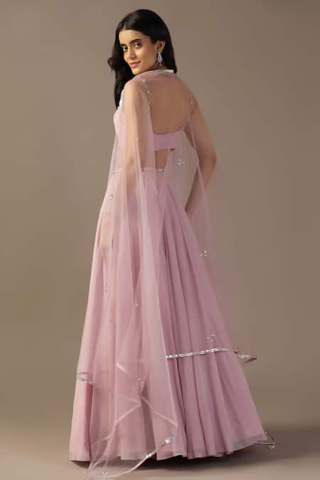 Pooja Peshoria Crystal Embroidered Purple Lehenga Set 