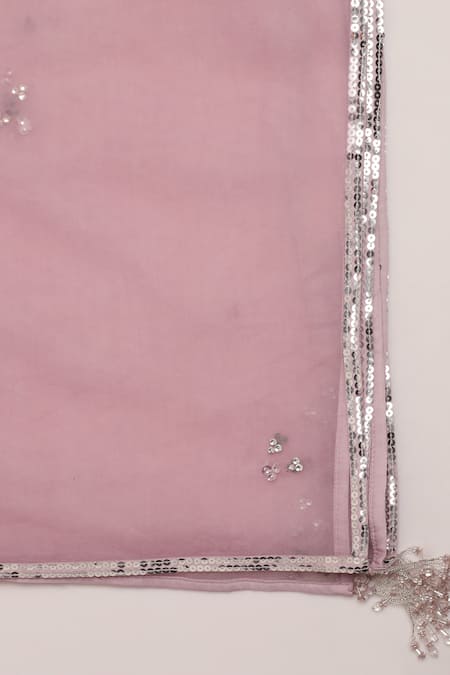 Buy_Pooja Peshoria_Purple Net, Georgette Beads, Sequins, Crystals Embroidered Lehenga Set 