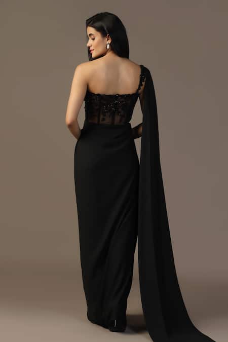 Pooja Peshoria Floral Embroidered Draped Gown 