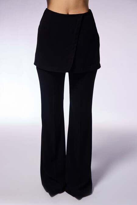 Buy Cilvr Black Polyester, Viscose High Waist Wide Leg Pant Online at Aza Fashions Buy_Cilvr_Black Polyester, Viscose High Waist Wide Leg Pant _Online_at_Aza_Fashions