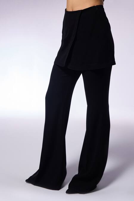 Shop Cilvr Black Polyester, Viscose High Waist Wide Leg Pant Online at Aza Fashions Shop_Cilvr_Black Polyester, Viscose High Waist Wide Leg Pant _Online_at_Aza_Fashions