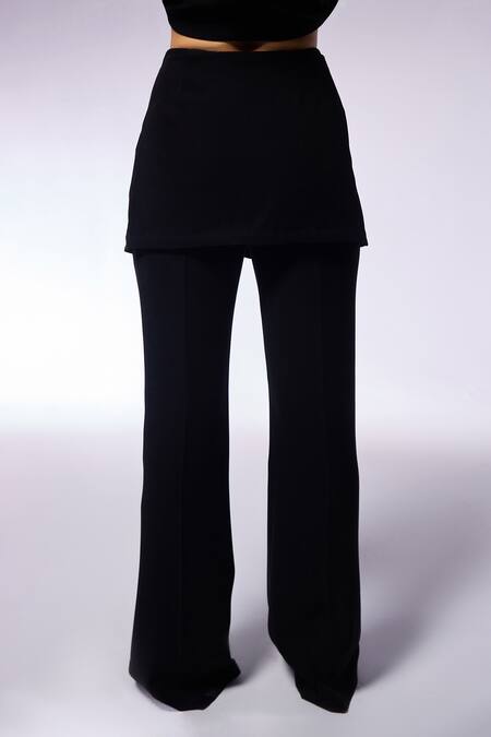 Cilvr Black Polyester, Viscose High Waist Wide Leg Pant at Aza Fashions Cilvr_Black Polyester, Viscose High Waist Wide Leg Pant _at_Aza_Fashions