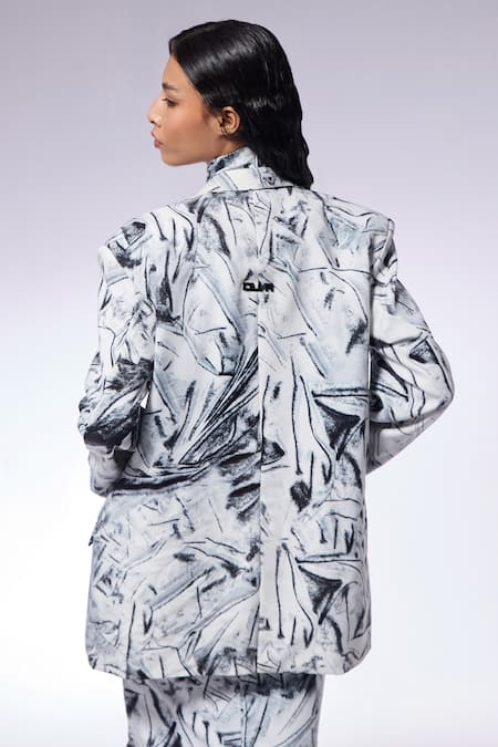 Cilvr Crushed Paper Print Blazer 