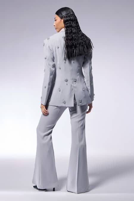 Cilvr Floral Hand Embroidered Blazer & Pant Set 