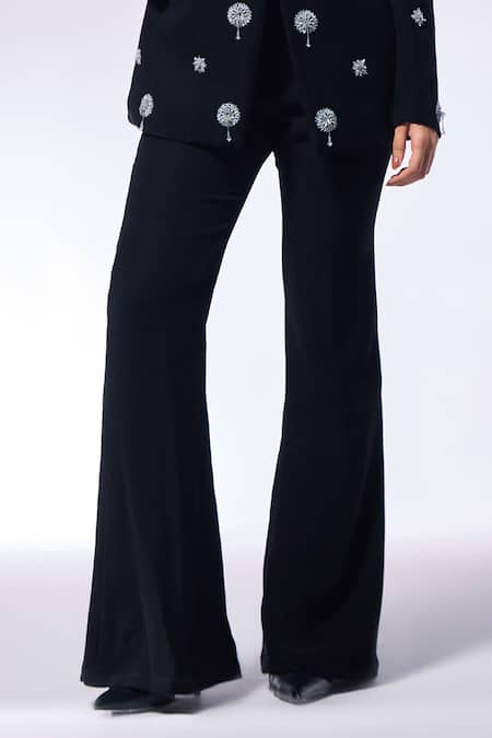 Buy_Cilvr_Black Polyester, Viscose Tassels, Embroidery Floral Blazer And Pant Set _Online_at_Aza_Fashions