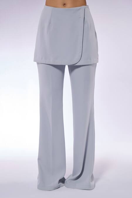 Cilvr_Gray Polyester, Viscose Metallic Thread Hand Embellished Grey Blazer And Pant Set _at_Aza_Fashions