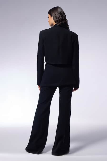Cilvr Hand Embellished Black Blazer & Pant Set 