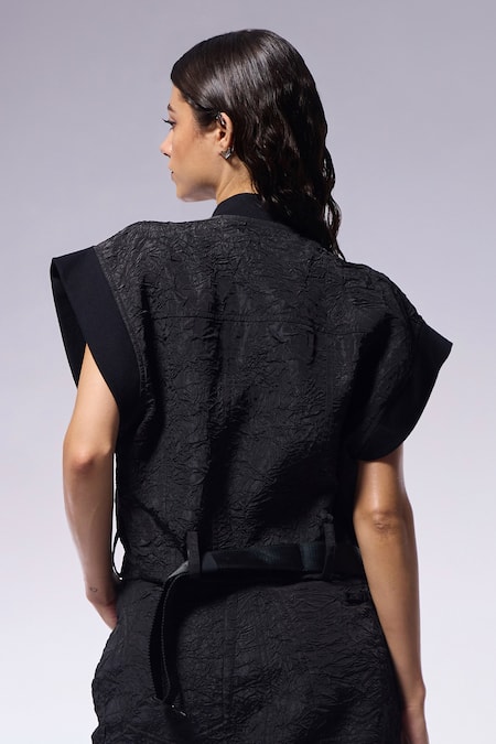 Cilvr Textured Black Cargo Jacket 