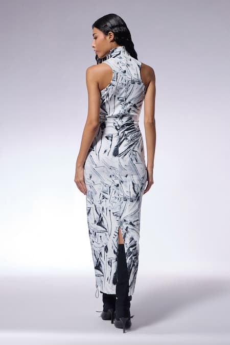 Cilvr Crushed Paper Print Maxi Dress 