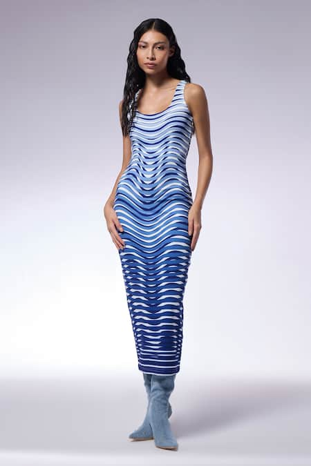 CILVR Trompe-l-Oeil Print Midi Dress 