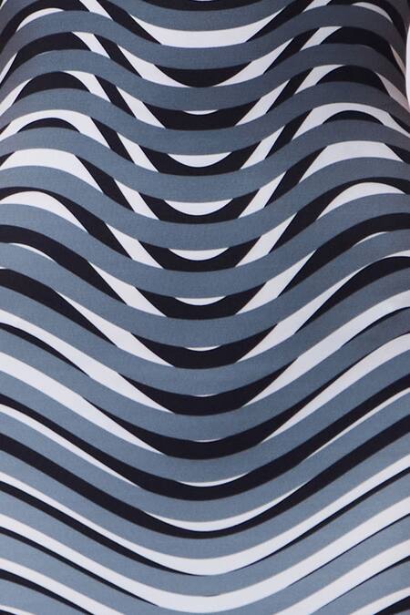 Shop_Cilvr_Gray Polyester, Spandex Round Neck Gradient Trompe-l-oeil Bodycon Dress _Online_at_Aza_Fashions