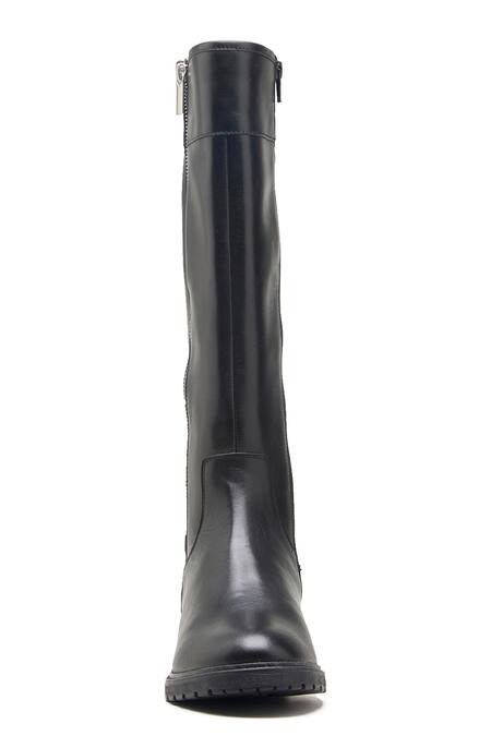 Dang Shoes_Black Plain Genuine Leather Long Boots _Online_at_Aza_Fashions
