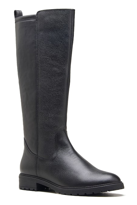 Dang Shoes Black Leather Textured Long Boots 