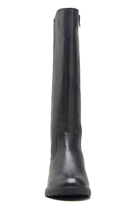 Dang Shoes_Black Textured Leather Long Boots _Online_at_Aza_Fashions