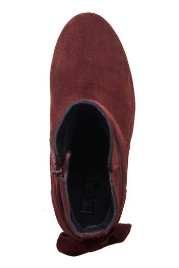 Buy_Dang Shoes_Burgundy Plain Suede Leather Bow Ankle Boots _Online_at_Aza_Fashions