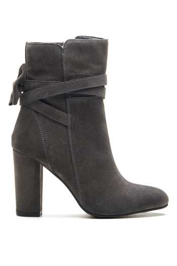 Buy_Dang Shoes_Gray Plain Grey Suede Bow Ankle Boots _Online_at_Aza_Fashions