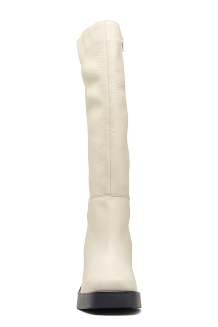 Buy_Dang Shoes_Off White Textured Pebble Long Boots _Online_at_Aza_Fashions