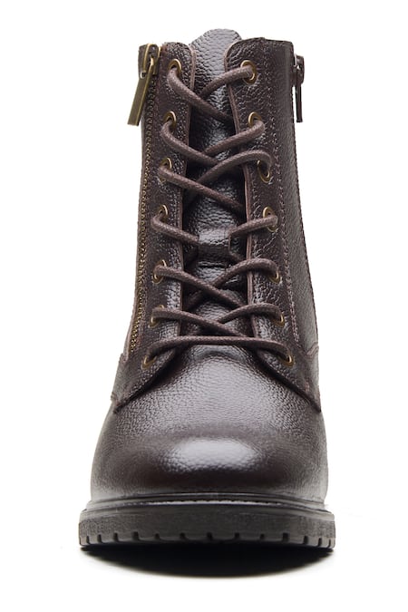 Shop Dang Shoes Brown Textured Leather Ankle Boots at Aza Fashions Shop_Dang Shoes_Brown Textured Leather Ankle Boots _at_Aza_Fashions