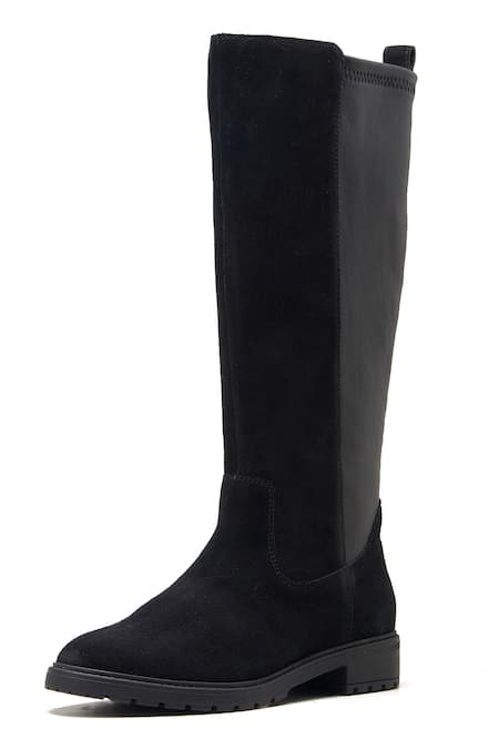 Buy_Dang Shoes_Black Plain Stretch Long Boots _Online_at_Aza_Fashions