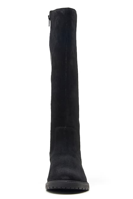Shop_Dang Shoes_Black Plain Stretch Long Boots _Online_at_Aza_Fashions
