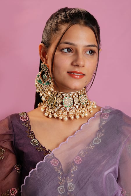 Riana Jewellery Phool Embellished Choker Set 