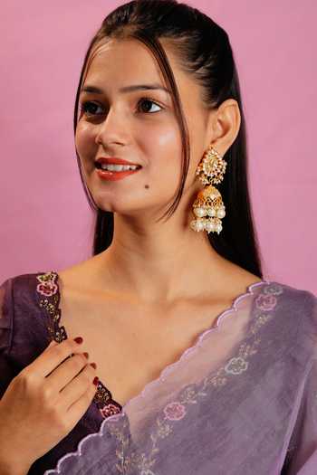 Buy_Riana Jewellery_White Pearls, Zari Kundan Long Pendant Necklace Set _Online_at_Aza_Fashions