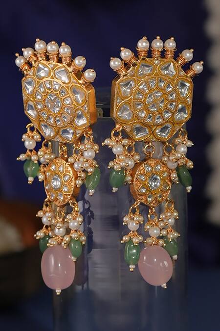 Riana Jewellery_Green Pearls, Stones, Beads Kundan Choker Necklace Set _Online_at_Aza_Fashions