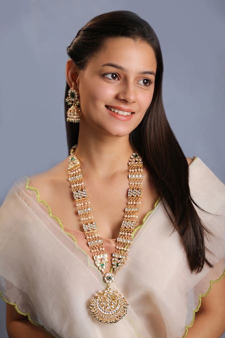 Riana Jewellery Kundan & Pearl Long Pendant Necklace Set 