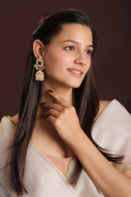 Buy_Riana Jewellery_White Pearls Kundan And Long Pendant Necklace Set _Online_at_Aza_Fashions