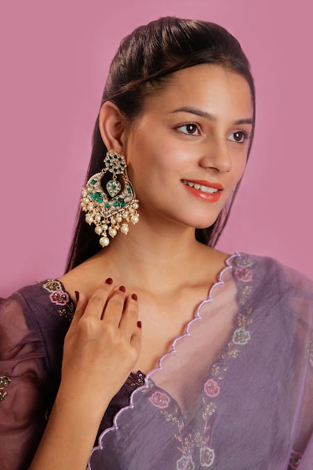 Riana Jewellery Gulshan Kundan & Pearl Chandbalis 