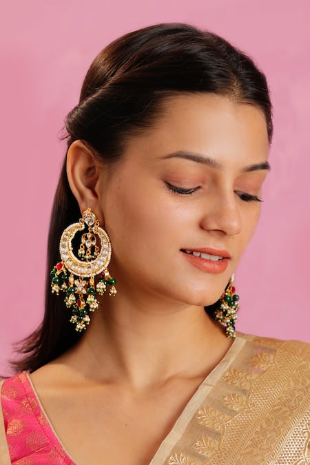 Riana Jewellery Floral Jadtar Stone Chandbalis 