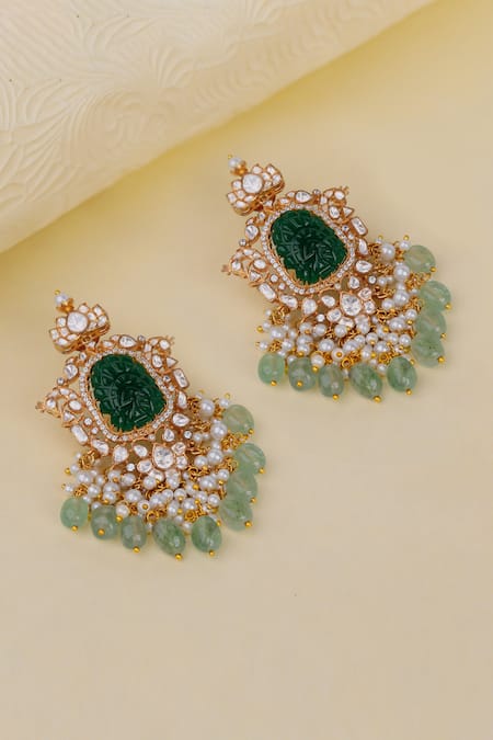 Riana Jewellery Emerald Stone Moissanite Earrings 
