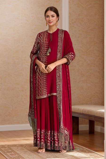 Nakul Sen Sequin Embroidered Kurta Gharara Set 