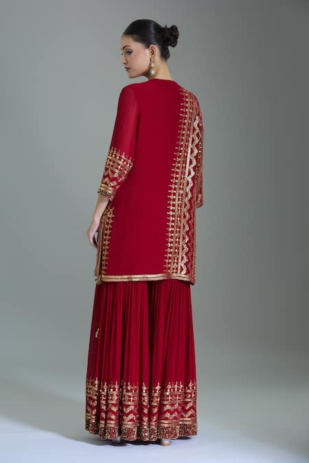 Nakul Sen Geometric Sequin Embroidered Kurta Gharara Set 