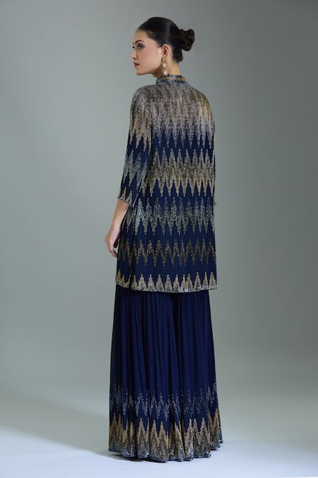 Nakul Sen Zig Zag Embroidered Kurta Gharara Set 